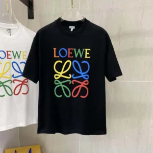 Loewe Men Glitch Anagram T-shirt in Cotton-Black/Red
