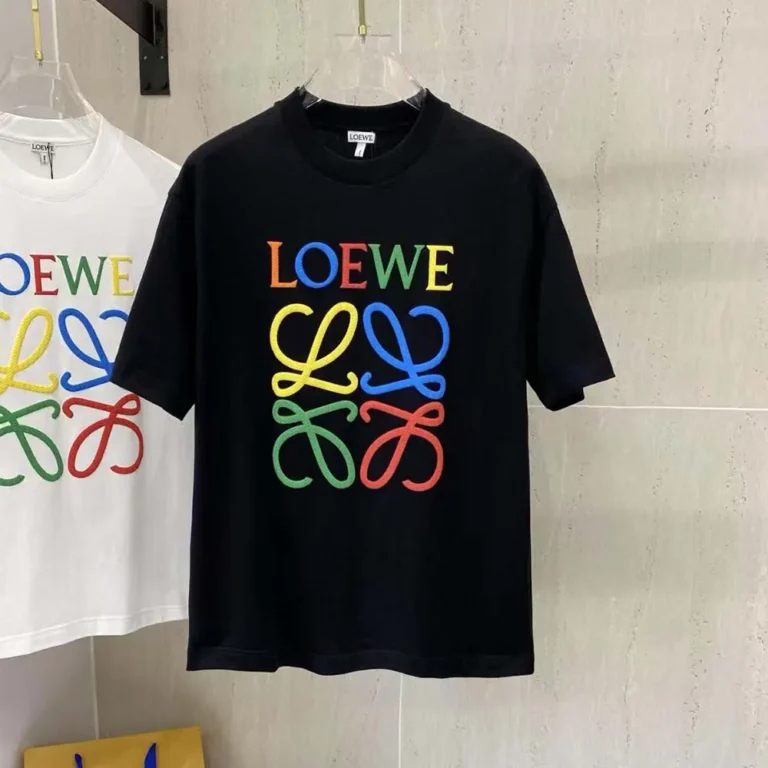 Loewe Men Glitch Anagram T-shirt in Cotton-Black/Red