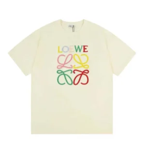 Loewe Men Glitch Anagram T-shirt in Cotton-White/Red