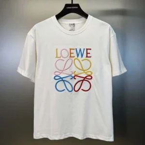 Loewe Men Glitch Anagram T-shirt in Cotton-White/Red