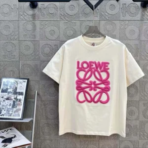 Loewe Men LOEWE Neon T-shirt in Cotton-WhitePink