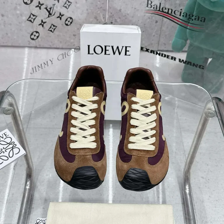 Loewe Unisex Ballet Runner 2.0 in Nylon and Calfskin-Brown MBR2282X01