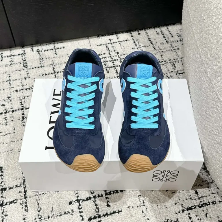 Loewe Unisex Ballet Runner 2.0 in Nylon and Calfskin-Navy Blue LBR2282X01