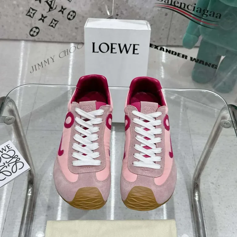 Loewe Unisex Ballet Runner 2.0 in Nylon and Calfskin-Pink LBR2282X14