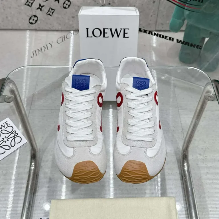 Loewe Unisex Ballet Runner 2.0 in Nylon and Calfskin-Red LLBR282X02