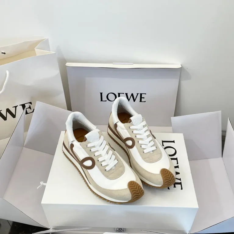 Loewe Unisex Flow Runner in Nylon and Suede-Chocolate LSR282X02