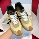 Loewe Unisex Flow Runner in Nylon and Suede-Gold/Black L815282X39
