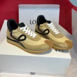 Loewe Unisex Flow Runner in Nylon and Suede-Gold/Black L815282X39