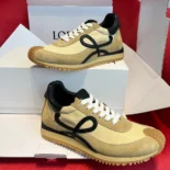 Loewe Unisex Flow Runner in Nylon and Suede-Gold/Black L815282X39