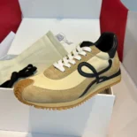 Loewe Unisex Flow Runner in Nylon and Suede-Gold/Black L815282X39