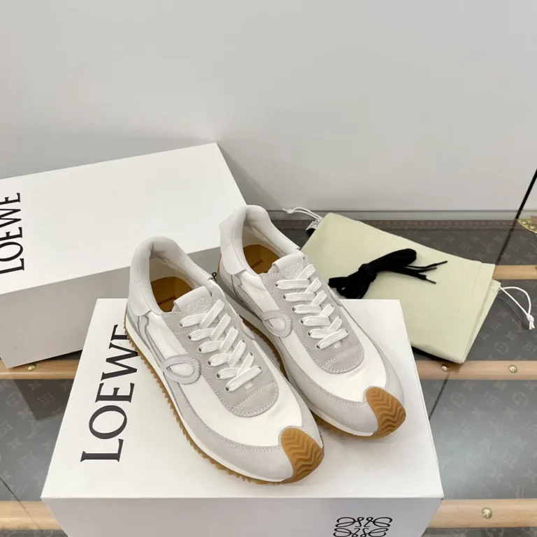 Loewe Unisex Flow Runner in Nylon and Suede-White L815282X35