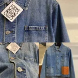 Loewe Women Anagram Short Jacket in Denim-Navy