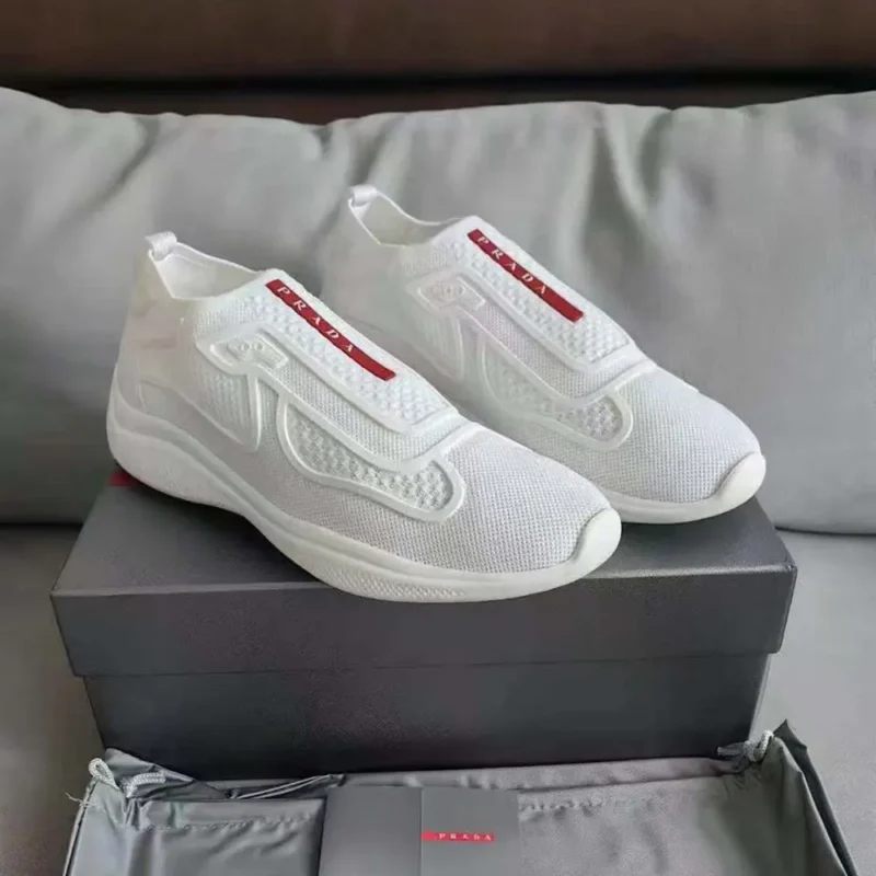 Prada Men Americas Cup Knit Slip-On-White