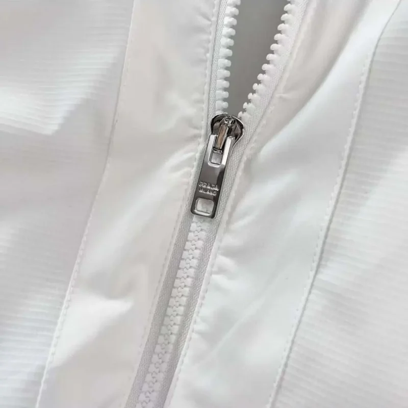Prada Men Logo Plaque Hooded Windbreaker-White