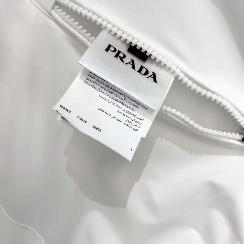 Prada Men Logo Plaque Hooded Windbreaker-White