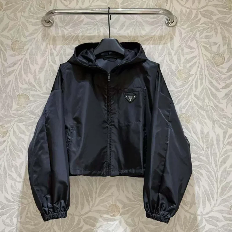 Prada Women Re-Nylon Cropped Jacket-Black 29X900