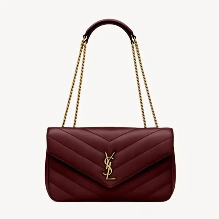Saint Laurent YSL Women Loulou Medium in Matelasse Lambskin-Bordeaux