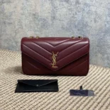 Saint Laurent YSL Women Loulou Medium in Matelasse Lambskin-Bordeaux