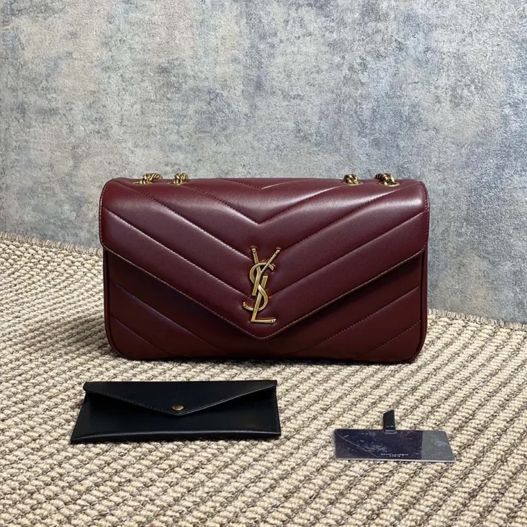 Saint Laurent YSL Women Loulou Medium in Matelasse Lambskin-Bordeaux