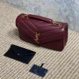 Saint Laurent YSL Women Loulou Medium in Matelasse Lambskin-Bordeaux