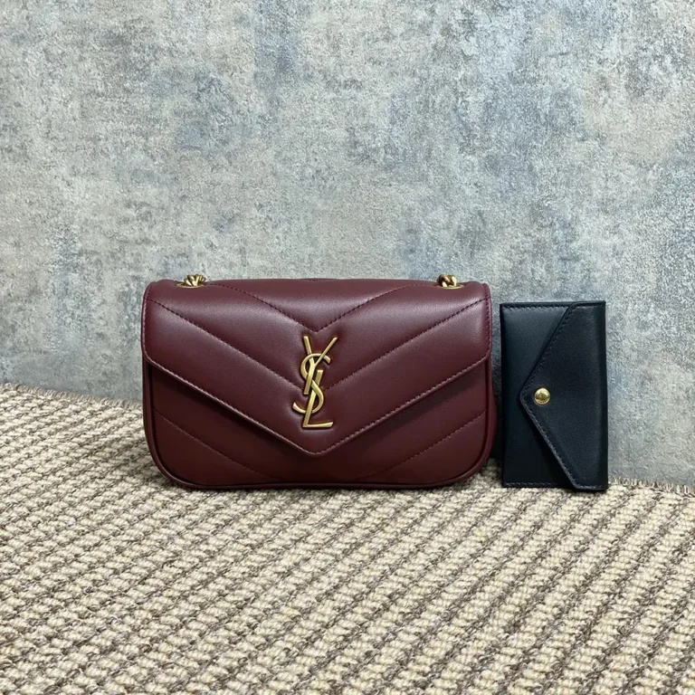 Saint Laurent YSL Women Loulou Mini in Lambskin-Bordeaux 821749AAEAX6197