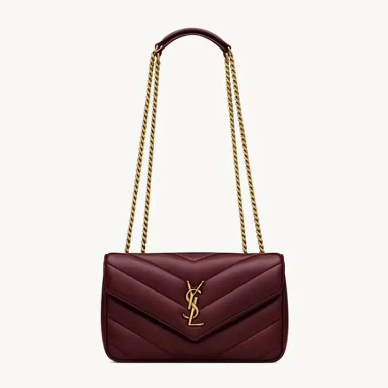 Saint Laurent YSL Women Loulou Small in Matelasse Lambskin-Bordeaux