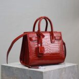 Saint Laurent YSL Women Sac De Jour in Crocodile Embossed Leather Nano-Red
