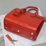 Saint Laurent YSL Women Sac De Jour in Crocodile Embossed Leather Nano-Red