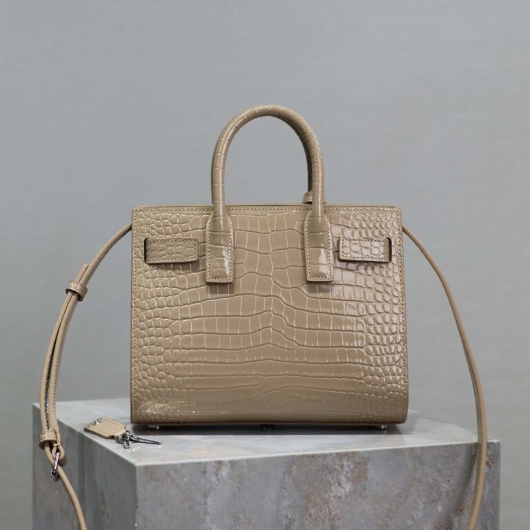 Saint Laurent YSL Women Sac De Jour in Crocodile Embossed Leather Nano-Sandy