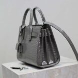 Saint Laurent YSL Women Sac De Jour in Crocodile Embossed Leather Nano-Silver
