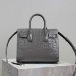 Saint Laurent YSL Women Sac De Jour in Crocodile Embossed Leather Nano-Silver