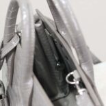 Saint Laurent YSL Women Sac De Jour in Crocodile Embossed Leather Nano-Silver