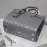 Saint Laurent YSL Women Sac De Jour in Crocodile Embossed Leather Nano-Silver