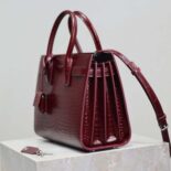 Saint Laurent YSL Women Sac De Jour in Embossed Crocodile Leather Baby-Maroon
