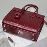 Saint Laurent YSL Women Sac De Jour in Embossed Crocodile Leather Baby-Maroon