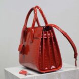 Saint Laurent YSL Women Sac De Jour in Embossed Crocodile Leather Baby-Red