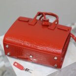 Saint Laurent YSL Women Sac De Jour in Embossed Crocodile Leather Baby-Red