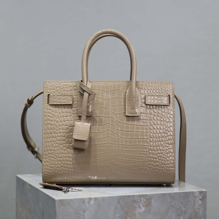 Saint Laurent YSL Women Sac De Jour in Embossed Crocodile Leather Baby-Sandy