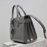 Saint Laurent YSL Women Sac De Jour in Embossed Crocodile Leather Baby-Silver
