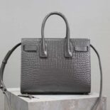 Saint Laurent YSL Women Sac De Jour in Embossed Crocodile Leather Baby-Silver