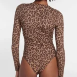 Valentino Women Brown Leopard Print Bodysuit