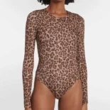 Valentino Women Brown Leopard Print Bodysuit