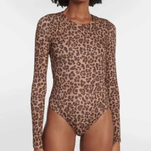 Valentino Women Brown Leopard Print Bodysuit