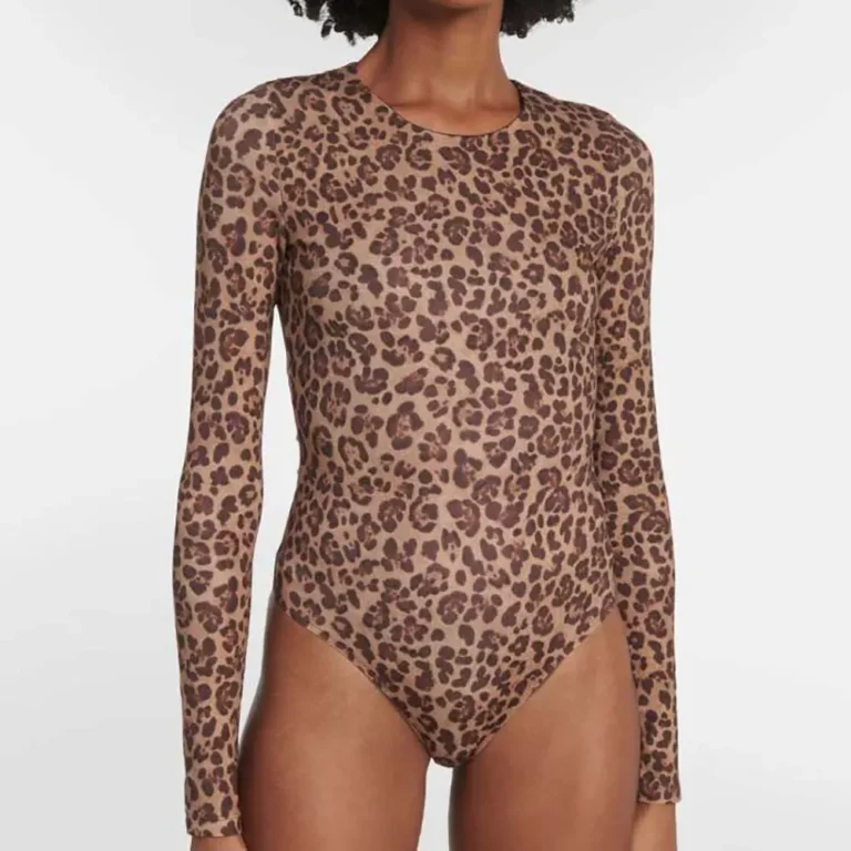 Valentino Women Brown Leopard Print Bodysuit