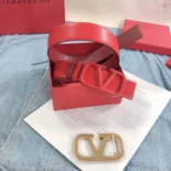Valentino Women Reversible Vlogo Signature Belt in Glossy Calfskin 70 mm-Red