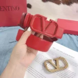 Valentino Women Reversible Vlogo Signature Belt in Glossy Calfskin 70 mm-Red