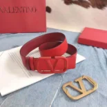 Valentino Women Reversible Vlogo Signature Belt in Glossy Calfskin 70 mm-Red