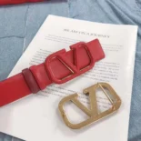Valentino Women Reversible Vlogo Signature Belt in Glossy Calfskin 70 mm-Red