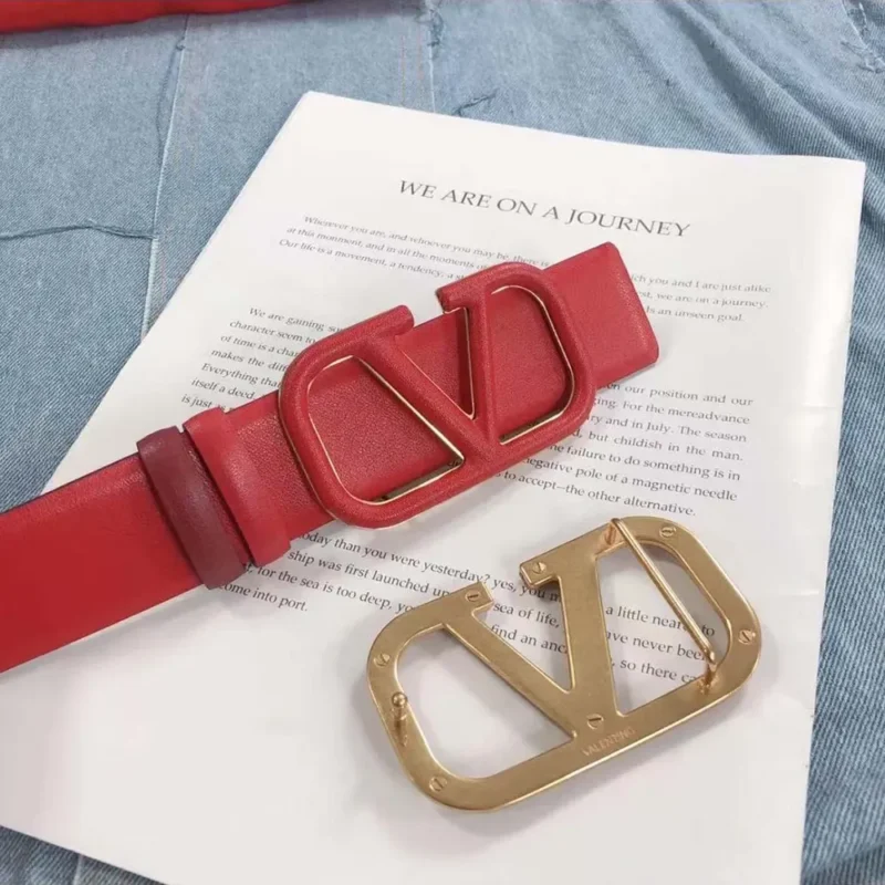 Valentino Women Reversible Vlogo Signature Belt in Glossy Calfskin 70 mm-Red