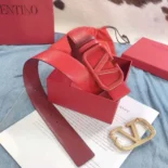 Valentino Women Reversible Vlogo Signature Belt in Glossy Calfskin 70 mm-Red